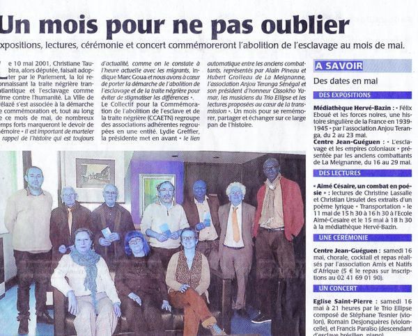 Commémoration de l'esclavage à Trélazé