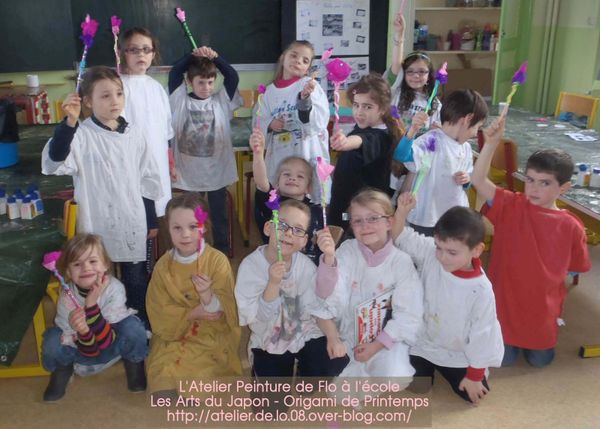 Les artistes de l'école de Donchery et "l'Origami fleuri"