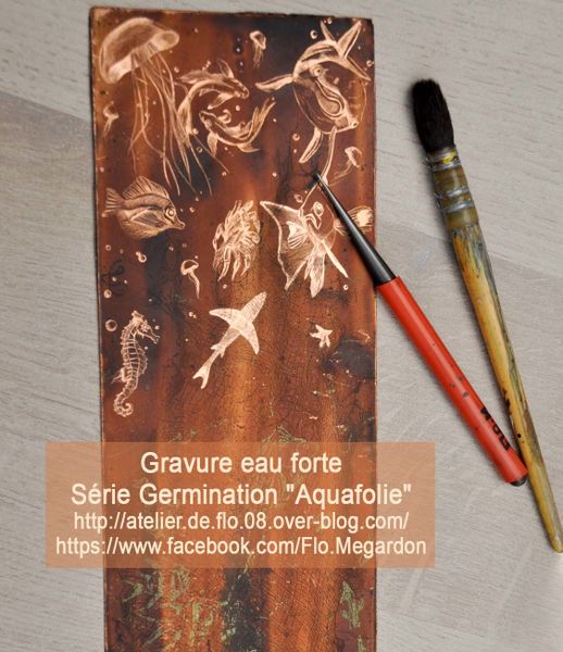 2ème Gravure - Plaque de cuivre recouvert de vernis