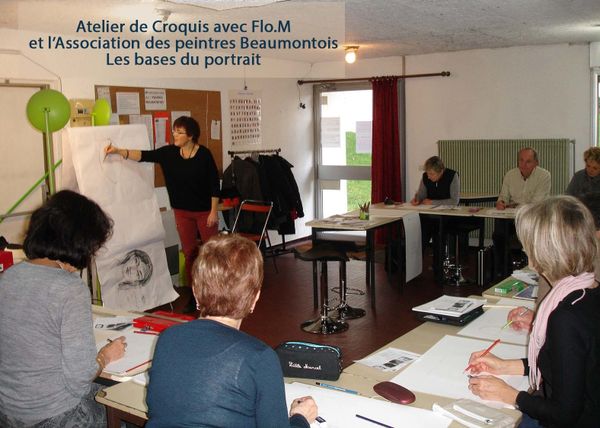 Atelier croquis sur les bases du portrait de face avec l'Association des Peintres Beaumontois