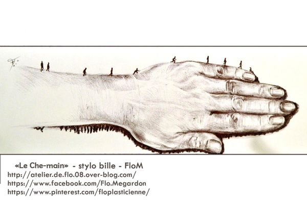 "Je ", dessin au stylo bille 11x31 cm par FloM