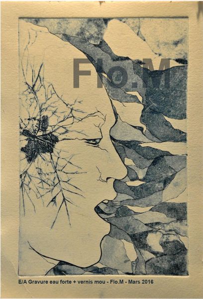 Gravure - Eau forte + technique du vernis mou - 03/2016 - Flo.M