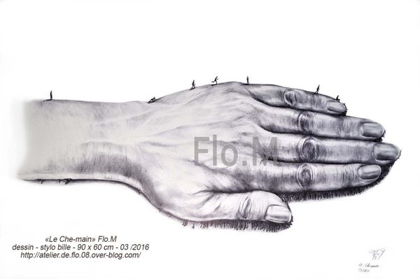 "Le che-main" dessin au stylo bille - 90 x 60 cm