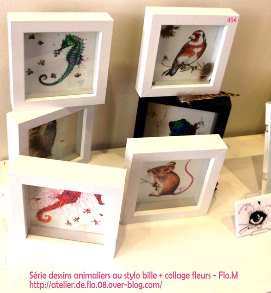 Dessins au stylo bille de couleur-Animaux-format 10x10 cm