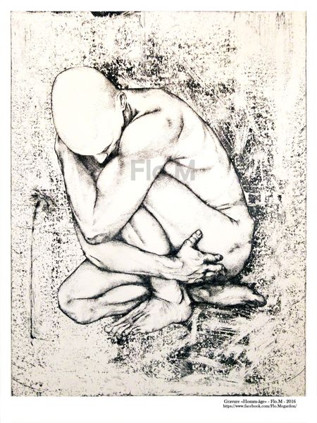 Gravure -Eau forte- "Homm-âge" - Flo M
