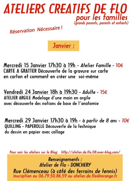 Les ateliers créatifs de Flo pour Janvier