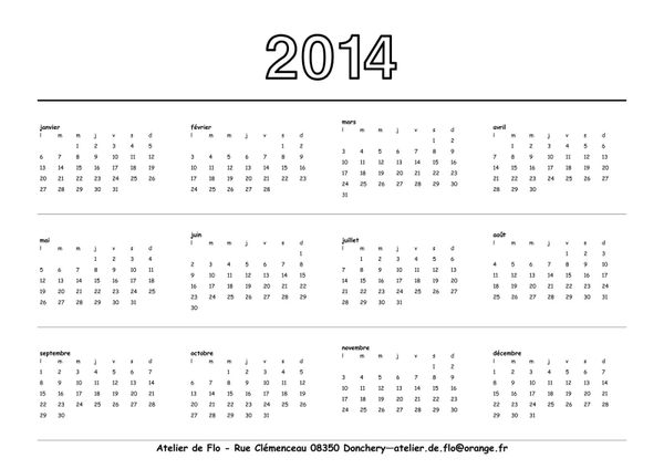 Les ateliers créatifs de Flo - Calendrier 2014