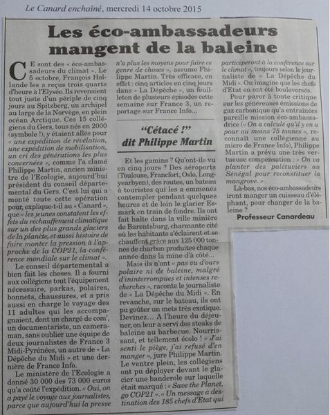 Climat: escapade au Spitzberg, "cétacé" dit Philippe Martin!