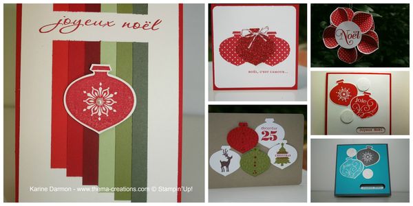Mes coups de coeur qui sortent du catalogue : la boule de Noël et le set de tampons "Jolis ornements" !