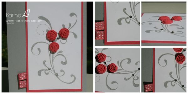 Carte fleurs de papier argile colorées "bavarois de framboise"