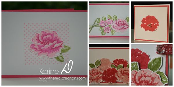 Cartes Stippled Blossoms, camaïeu de roses