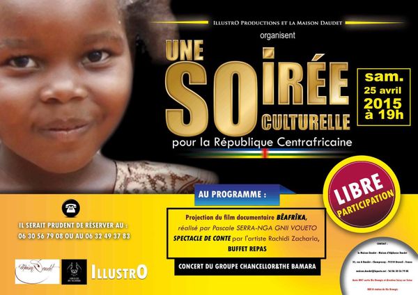 samedi 25 avril à 19h: documentaire, conte, musique autour de la Centrafrique