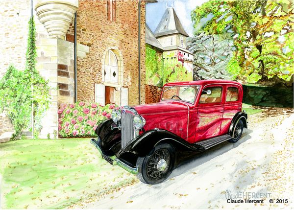 "Au château de Pompadour" aquarelle sur papier Canson Monval format A3.
