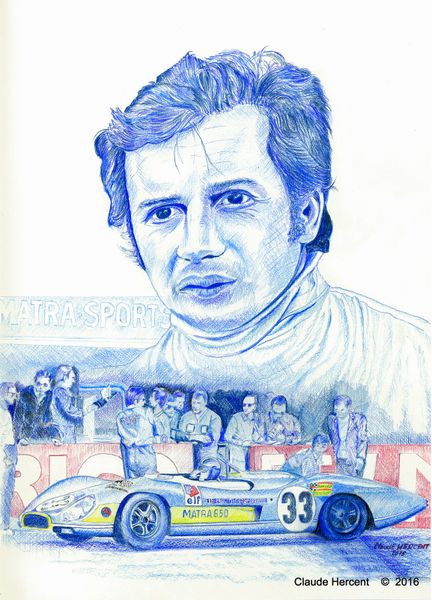 Dessin au crayon bleu sur papier Canson 180g formant A3
