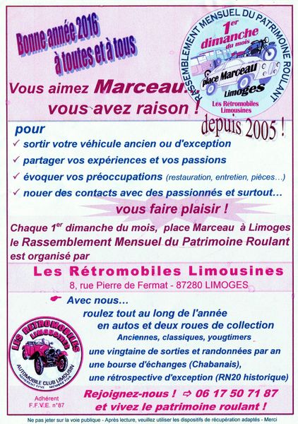 Rassemblement place Marceau à LIMOGES : le 1er dimanche de chaque mois...