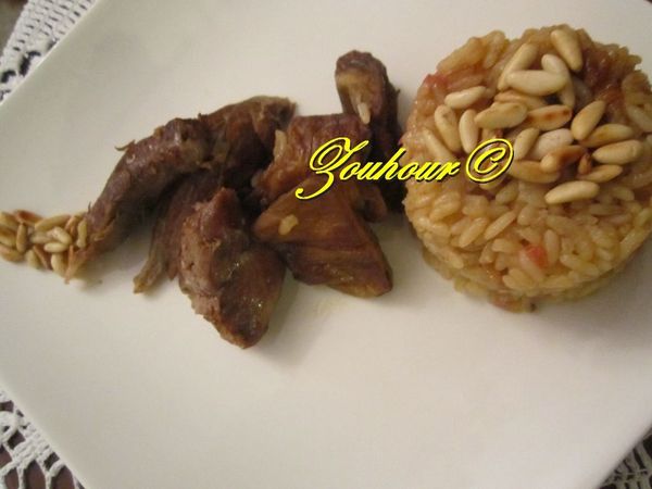 Makloubeh Aubergine et Viande d’Agneau Renversé( Eggplant on Lamb and Rice upside down)