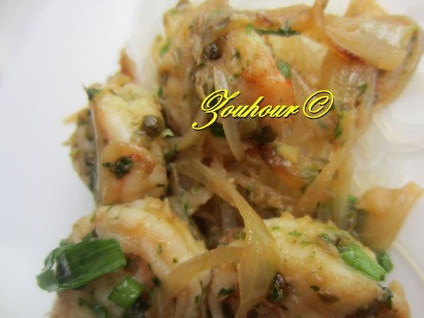 Crevettes au poivre vert