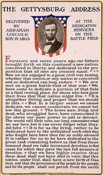 Le discours de Gettysburg 19 novembre 1863