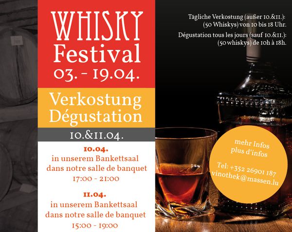 03/04 – 19/04/2015 : Whisky Festival chez Massen (Luxembourg)