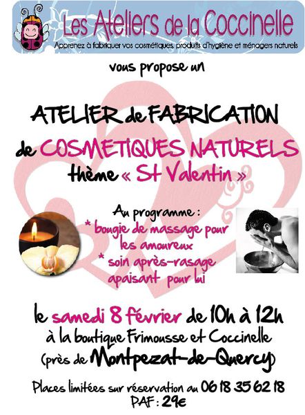 Atelier de cosmétiques naturels thème "St Valentin"