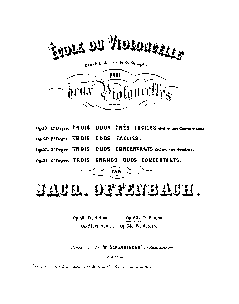 Offenbach Oeuvres pour violoncelle