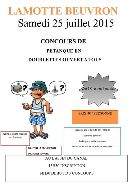 Concours de pétanque en doublette