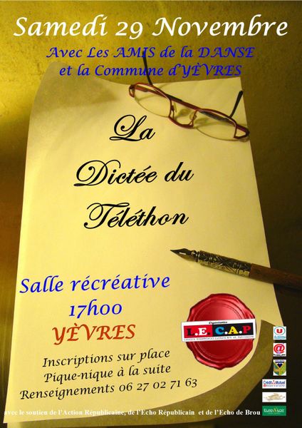 la Dictée du Téléthon 2014, le 29 novembre à Yèvres