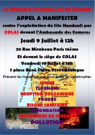 manifestation jeudi 9 juillet 2015 devant l'ambassade des COMORES