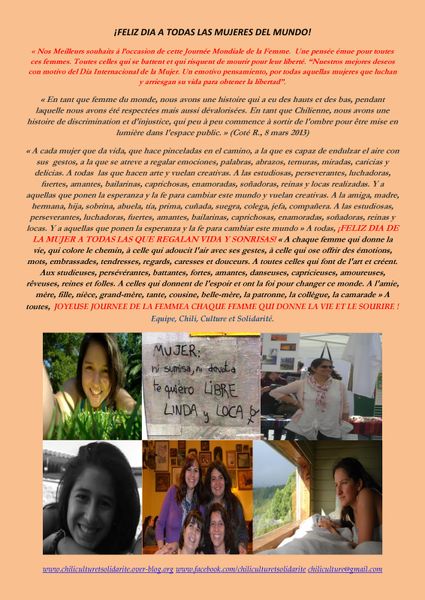 ¡FELIZ DIA A TODAS LAS MUJERES DEL MUNDO! MARZO 2014