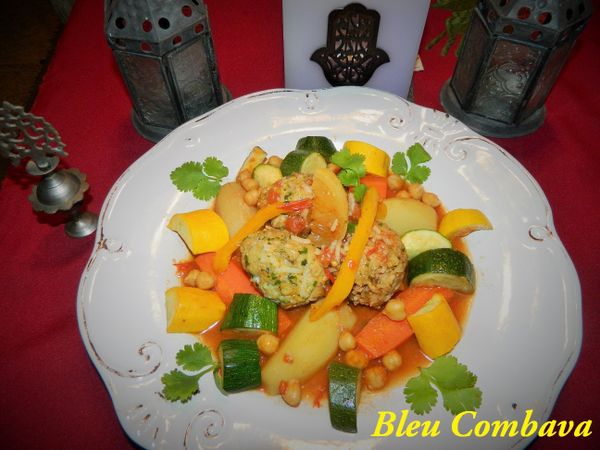 Tajine de Kefta de Poisson au citron confit et aux Légumes