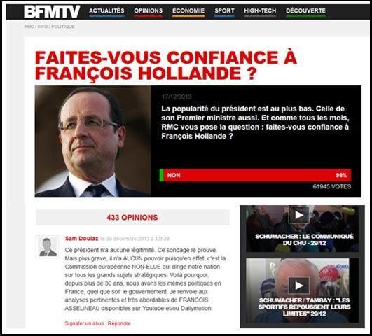 La côte de popularité de Hollande descend aussi vite que le thernomètre