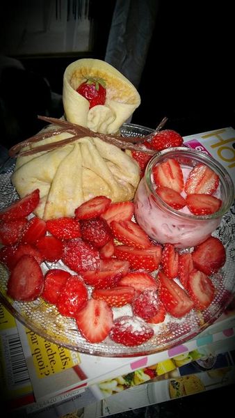 Aumonière de fraises au fromage blanc 0%