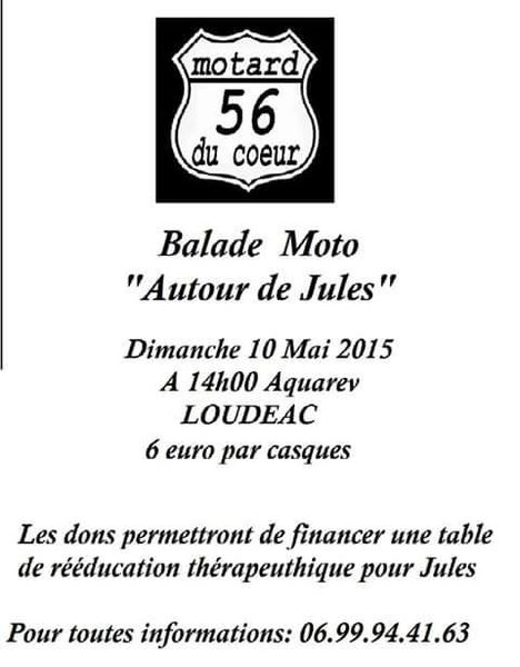 Le 10 mai à Loudéac: Une ballade à motos pour aider Jules!
