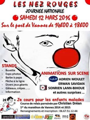 Les nez rouges: course solidaire sur le port de Vannes le 12 mars prochain