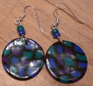 Boucles d'oreilles rondes - fimo