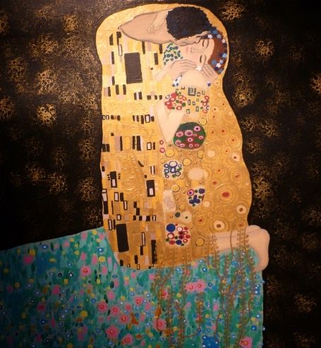 Tableau du Baiser de Klimt à l'acrylique