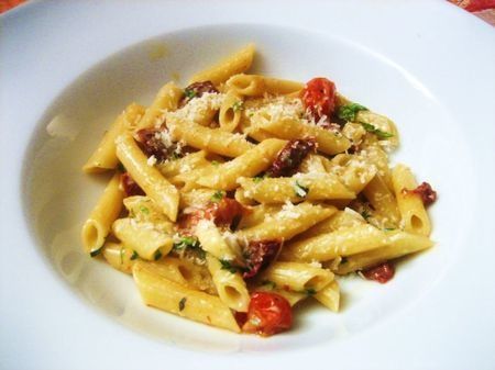 Penne tomates confites et truffe noire ( JF Piège )