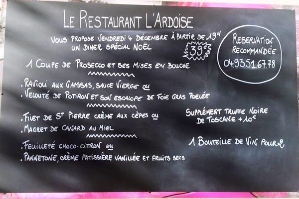 Diner spécial fêtes à L’Ardoise