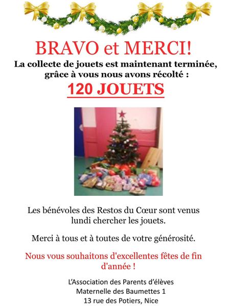 Collecte de jouets à l’école des Baumettes