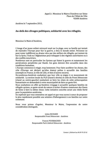 Solidarité avec les réfugiés de guerre