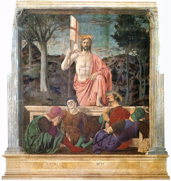 La Résurrection peinte par Piero della Francesca, peinte entre 1463 et 1465.