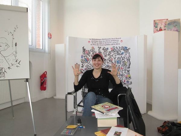 Cat Zaza à la bibliothèque d'Achères.