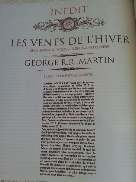 Le Trône de Fer. Magazine Lire Hors Série numéro 20.