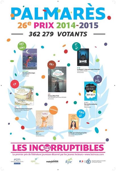 Prix des Incorruptibles: sélections et lauréats 2014-2015