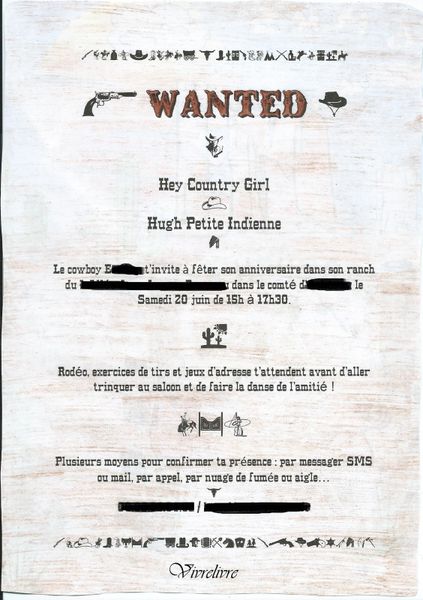 Jouer et découvrir# 18 - Invitations d'anniversaire au Far West