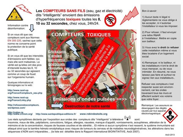 Les compteurs sans fil et les symptômes qui défilent