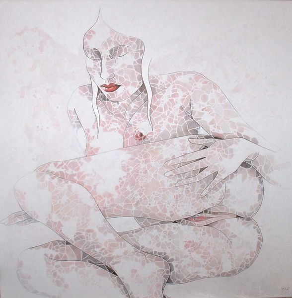 Glacis d'acrylique sur toile de lin