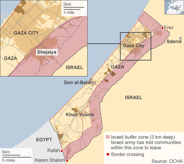 Cette carte montre la zone qu'Israël a saisit, avec l'aimable autorisation du Bureau des Nations Unies pour la coordination des affaires humanitaires