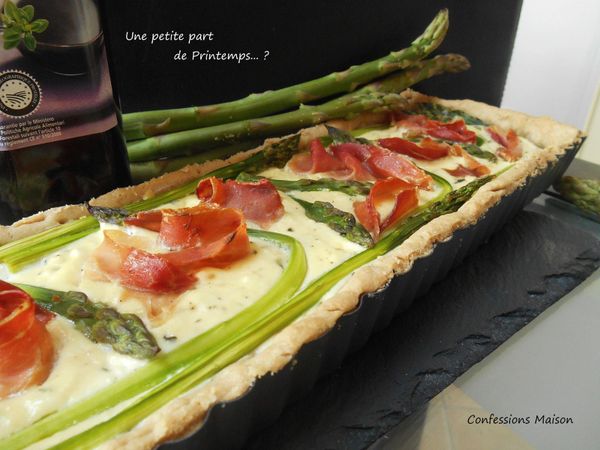 Tarte asperges vertes & parme, pâte parfumée au balsamique