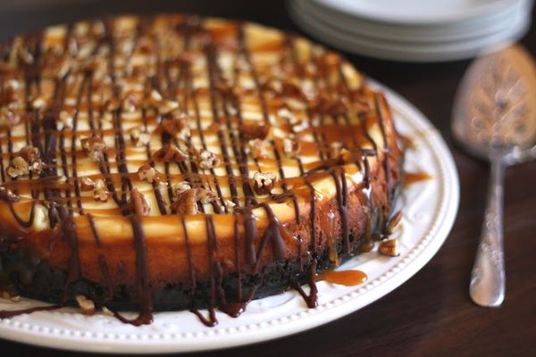 Tarte cheesecake caramel chocolat noix de pécan